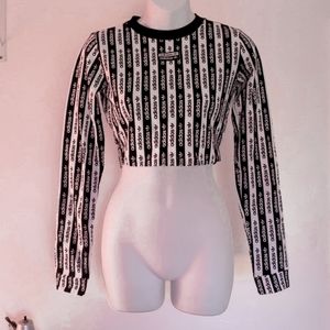 Adidas black and white logo crop top